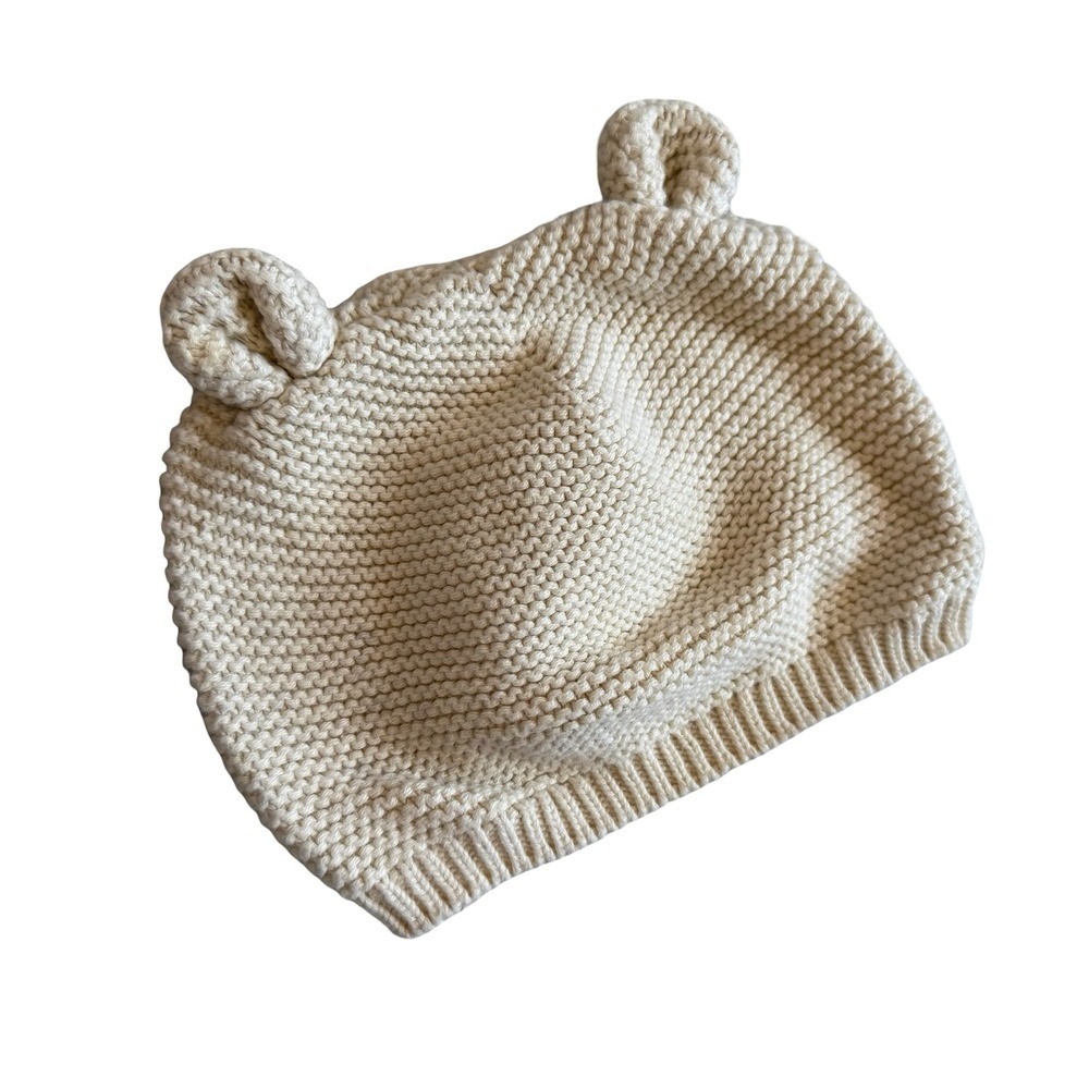 Gap Baby Brannan Bear Beanie Cream Knit Ear Hat Kids